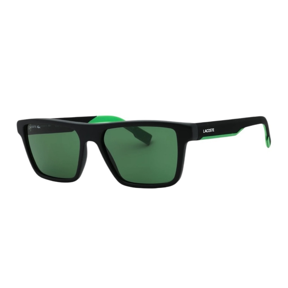 Lacoste Sunglasses in Matte Black Frame and Green Highlights - Picture 3 of 13